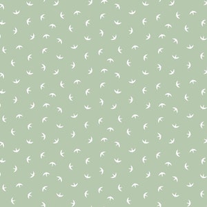 Splendor 90680-70 Flying Birds on sage green  FIGO Fabrics light mint green cotton fabric bird fabric
