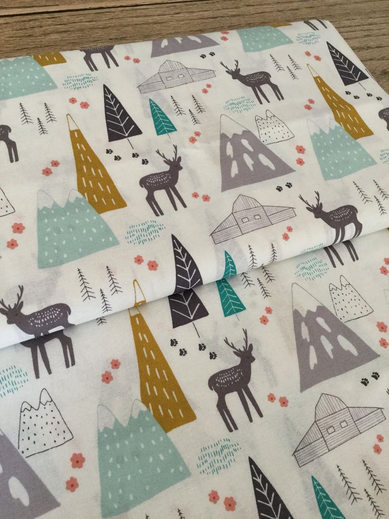 Mountains fabric woodland nursery fabric tribal fabric mountains fabric tribal quilting fabric bear fabric baby fabric woodland bedding