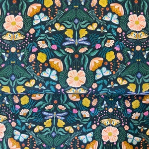 FLUT 2077 Dashwood Studios bright spring fabric, navy flower garden