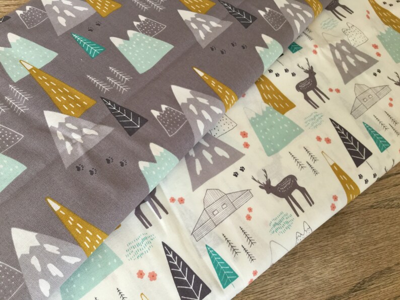 Mountains fabric woodland nursery fabric tribal fabric mountains fabric tribal quilting fabric bear fabric baby fabric woodland bedding