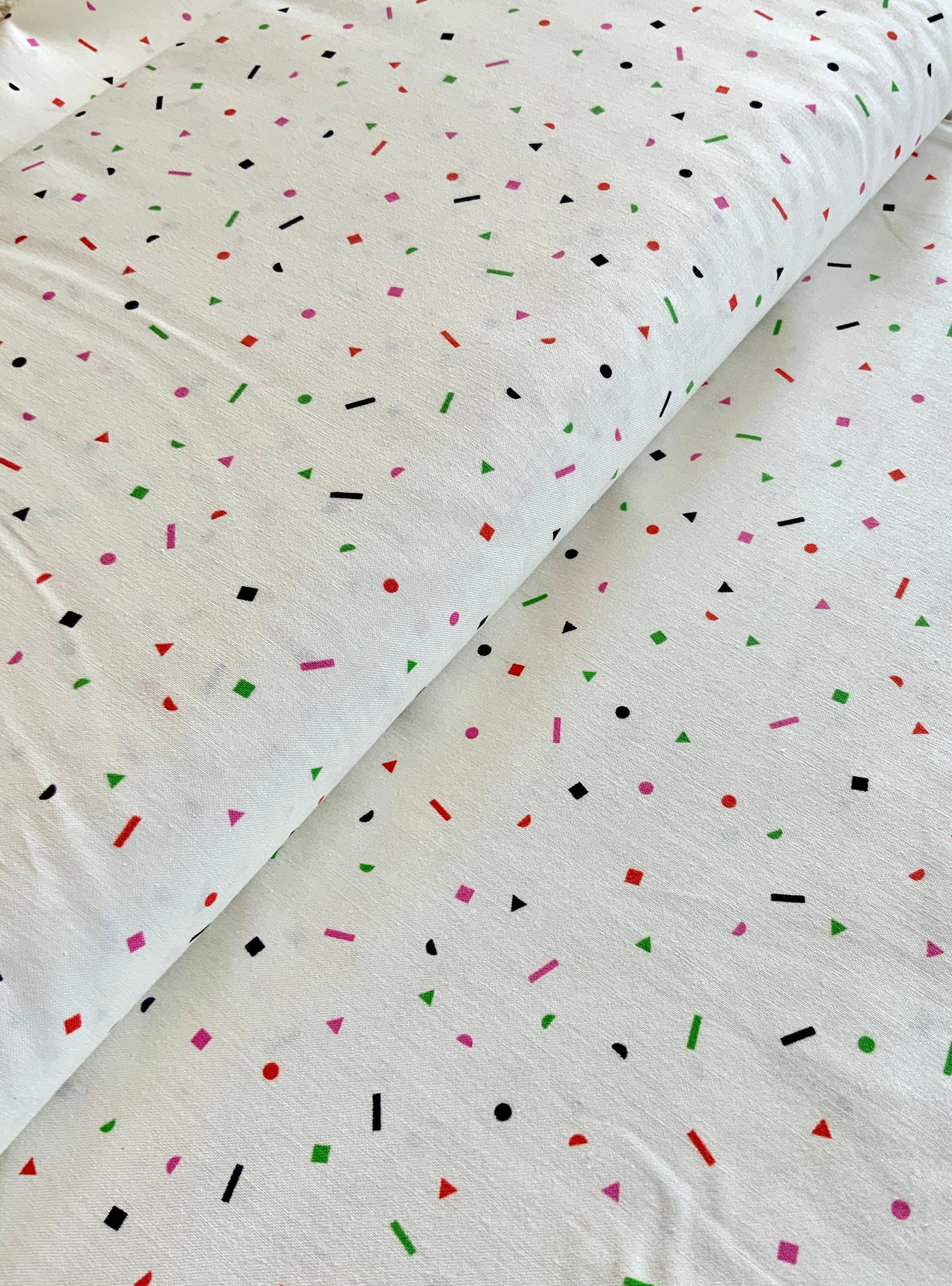Mini Party confetti on white cotton fabric multicolor Etsy