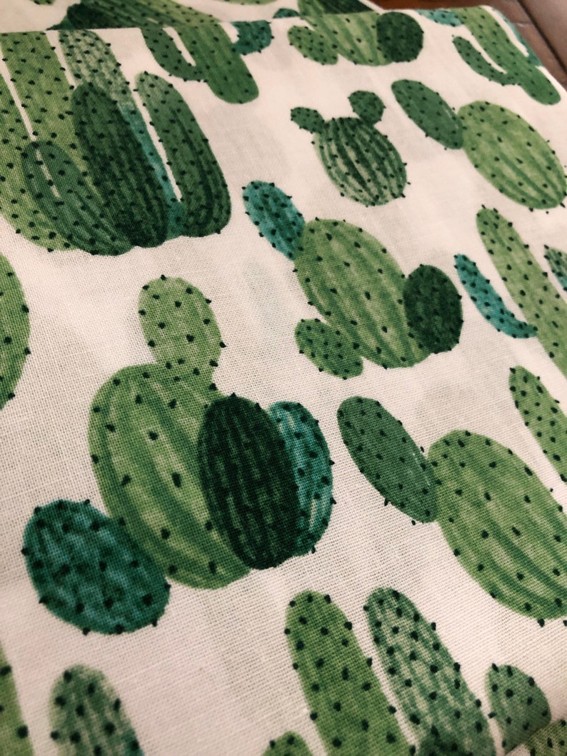 Cactus Fabric Green Cacti Green and White Cactus Fabric by the Etsy