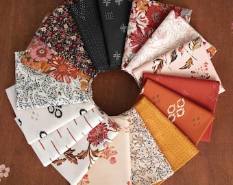 Kismet Collection Bundle | fat quarter bundle | half yard bundle | full yard | floral quilting tribal details honey fabric berry fabric