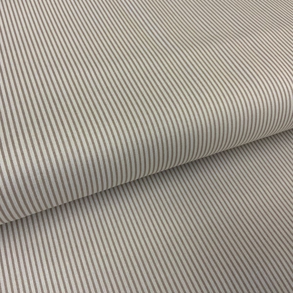 Stripes in taupe, fabric by the yard, fat quarter, 1/2 yard FIGO Fabrics cotton Serenity basics 92014-14 white fabric white and tan stripes