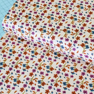 Cozy Ditzy Apricot fabric, Fall Fabric, apricot Fall floral small, Fabric by the yard, autumn quilt, quilting cotton, fall colors, mini