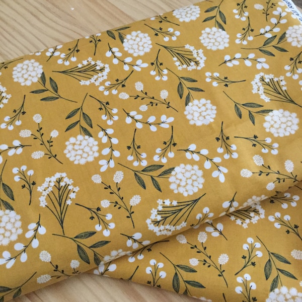 Mustard floral fabric by the yard, floral quilting cotton, quilting cotton, floral cotton, fall floral, fall Quilt mustard yellow cotton