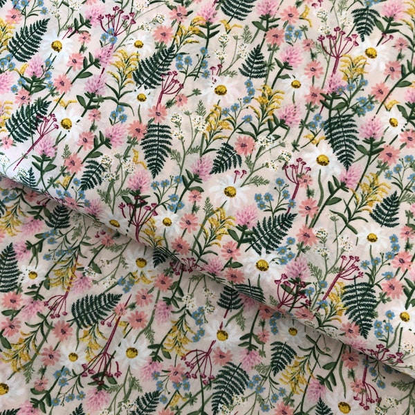 Wildwood - Wildflowers - Pale Rose Lawn Fabric - Fabric by the yard - Rifle Paper Co. Fabric Blush fabric apparel fabric RP106-PA5L