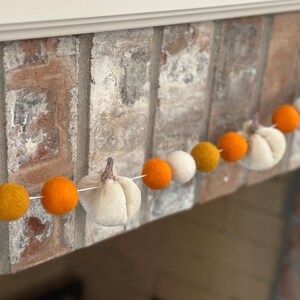 Fall Pumpkin Garland: Velvet Pumpkins & Felt Balls, 6ft