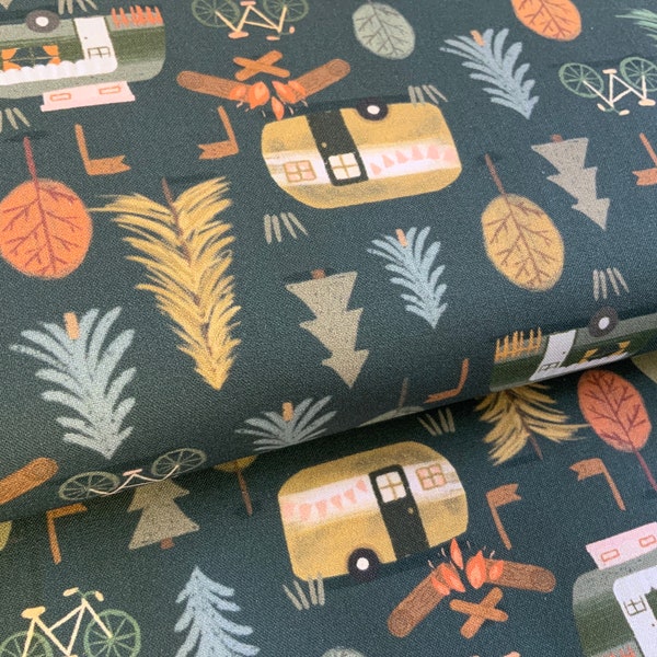 CEDAR 2367 Dashwood Studios green camping fabric, nature time