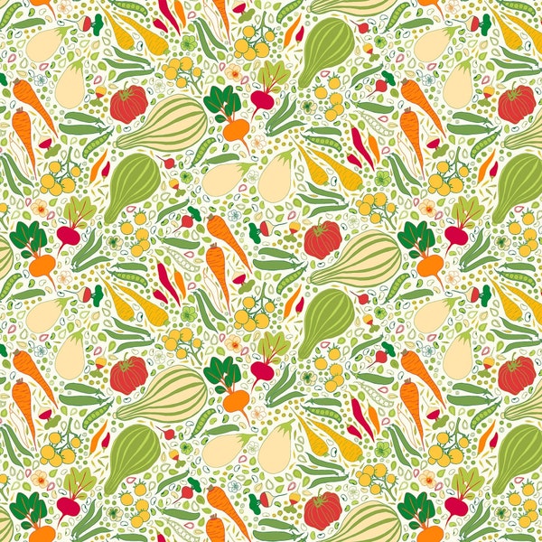 GROW fabric 90403-11 vegetable fabric quilting fabric garden fabric GROW Figo Fabrics beige multi
