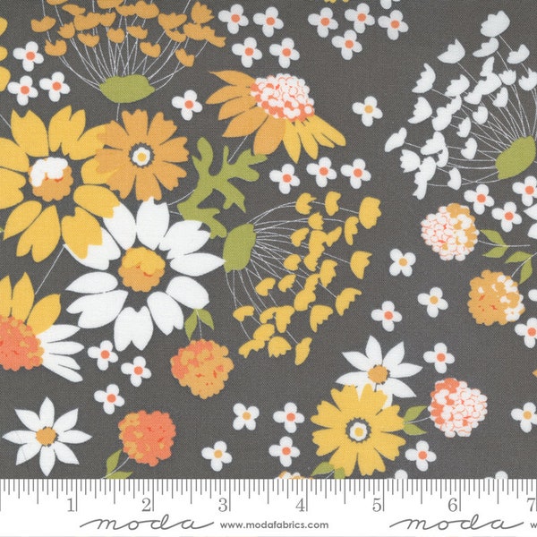 Cozy Up Grey Skies  fabric Floral grey fabric fall floral