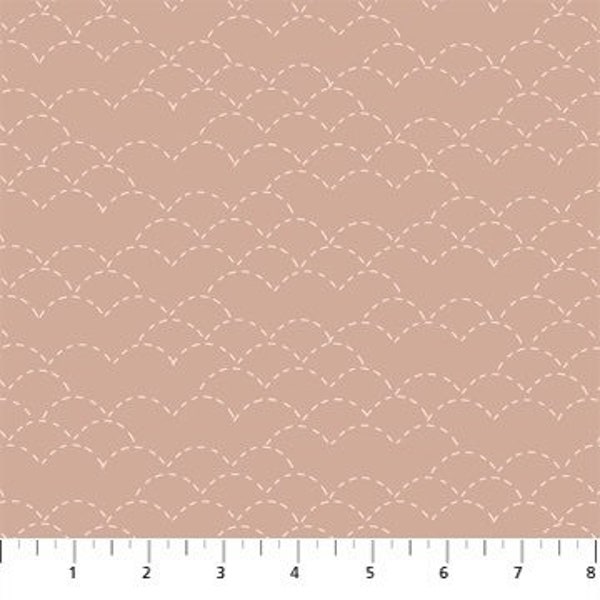 Hand Stitched 90398-14 stitches clay scalloped rose cotton fabric stitched blush fabric embroidery pink fabric rust fall fabric