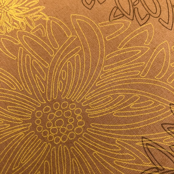 Honey Mustard Sunflower Fabric: Bonnie Christine, Art Gallery Cotton