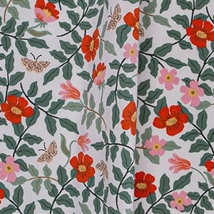 Ivory Floral Primrose Quilting Fabric Cotton and Steel Rifle Paper Co Fabric  RP402-IV2 Strawberry Fields - Primrose - Ivory Fabric