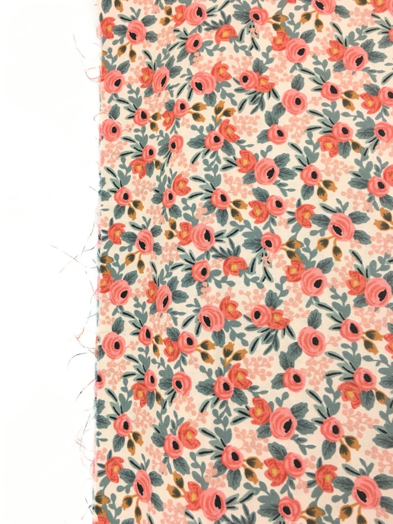 100/% cotton floral fabric rifle company Rifle Co floral design Coral Floral rose bunches les fleurs peach rifle rose bunches fabric