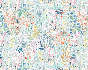 White Jardin Floral Fabric Dear Stella Fabric Whimsical Floral Cotton Floral