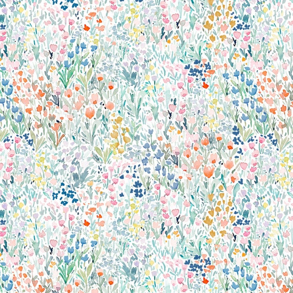 White Jardin Floral Fabric Dear Stella Fabric Whimsical Floral Cotton Floral