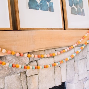 Rainbow Fall garland felt ball garland DIY craft kit DIY felt balls fall home decor fall decorations colorful garlands