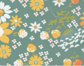 Cozy Up 29120-17 Blue Skies  fabric Floral aqua blue fabric fall floral