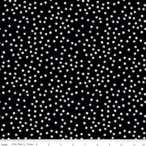 Goose Tales Scattered Dots Black Cotton fabric black and off white fabric scattered dots Halloween fabric fall fabric C9393-BLACK