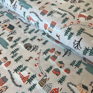 Holiday Classics II Holiday Village on cream Metallic Rifle Paper Co. Christmas collection holiday fabric Christmas RP603-CR3