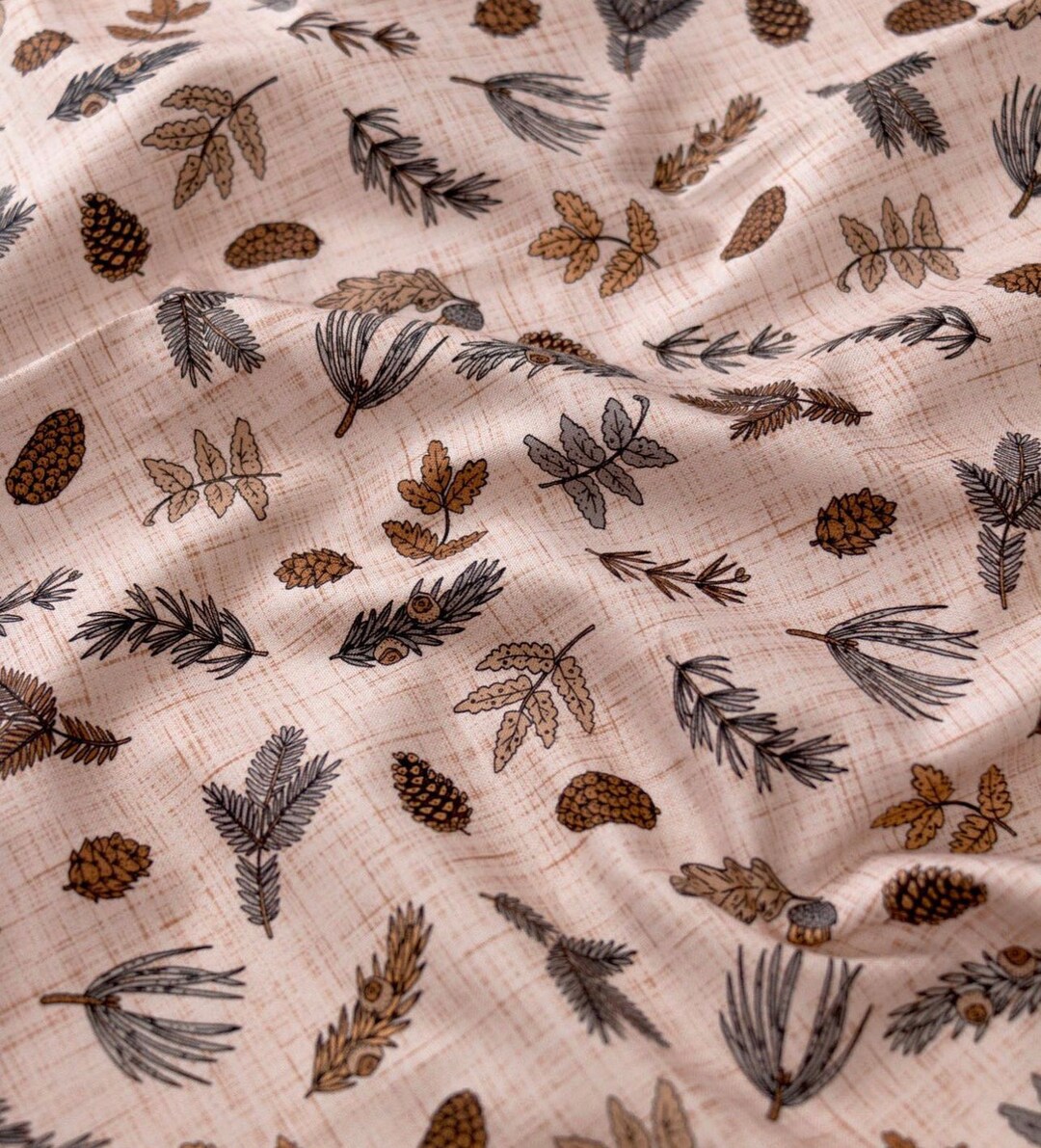 Mountains Calling Pine Cones and Leaves 9068614 Figo Fabrics Mountain