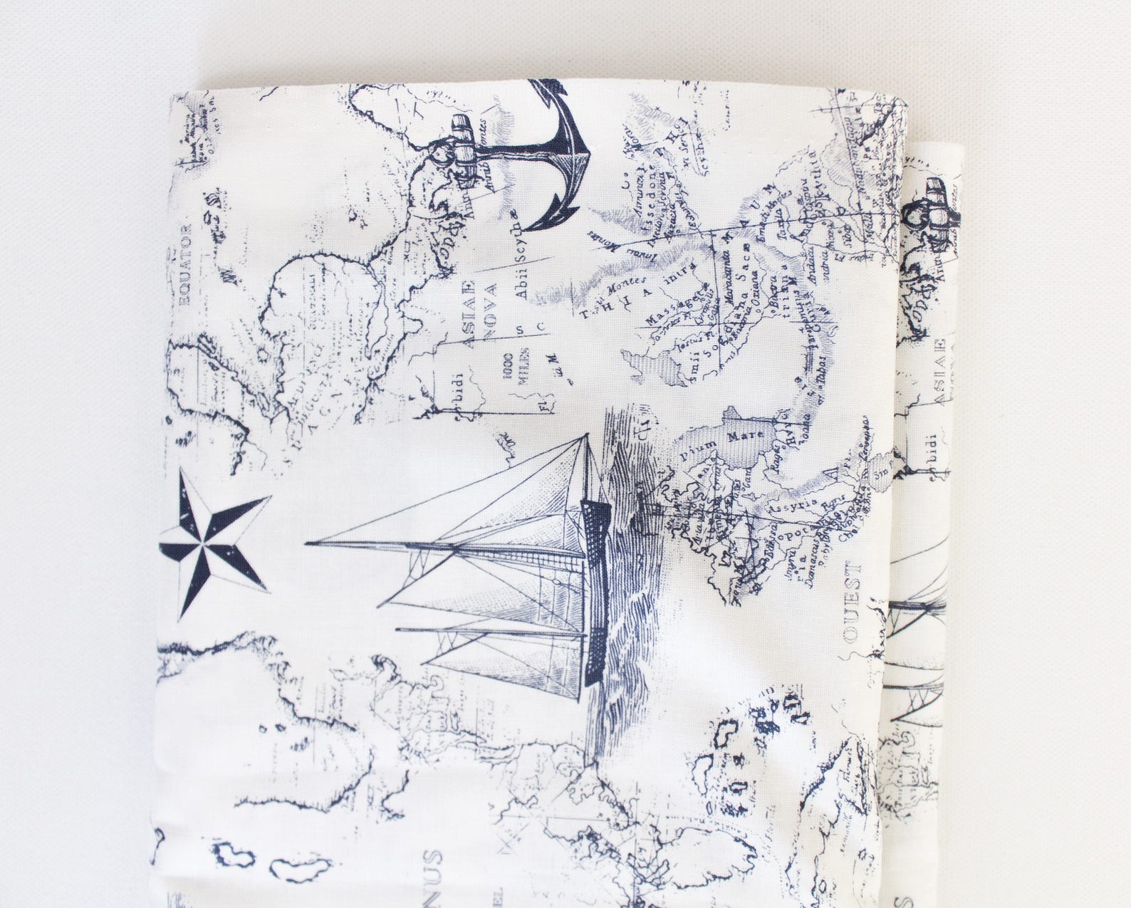 Maritimer weißer und marinefarbener Stoff Massenware | Etsy