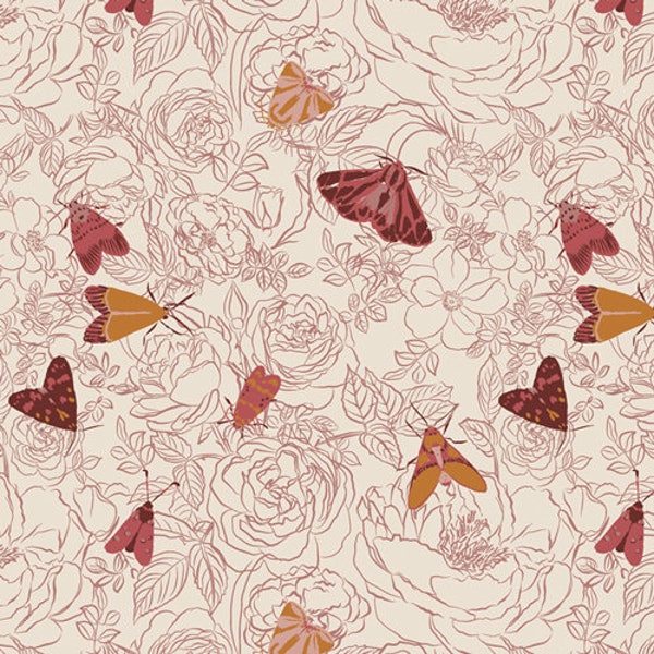 Cloak and Petal KSM-83303 Kismet Collection Art Gallery Fabrics Quilting Cotton floral fabric butterfly blush fabric