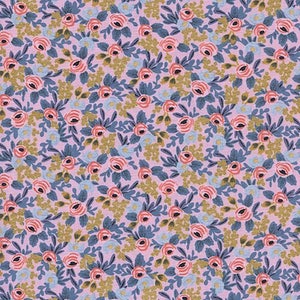 Rifle Co. Menagerie, Rosa Violet, Tessuto lavanda, cotone floreale, Tessuto tagliato su misura, Rifle floreale, tessuto rosa violetto, tessuto per abbigliamento Rifle