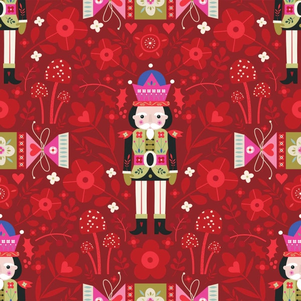 NORD 2323 Noel Christmas fabric Nutcracker fabric Bee Brown Holiday Fabric Nordic Nutcracker Fabric Christmas fabric Christmas