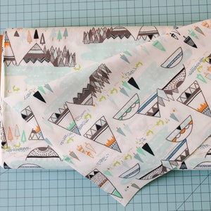 Forest Adventure Fabric, north west fabric, mountain fabric, nature fabric, blue fabric, tree fabric, fabric by the yard, sewing, quilting