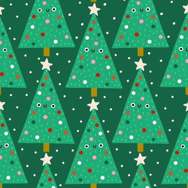 Christmas Oh What Fun Jess Moorhouse Christmas Christmas trees fabric Christmas fabric holiday fabric Dashwood Studios OFUN 2211