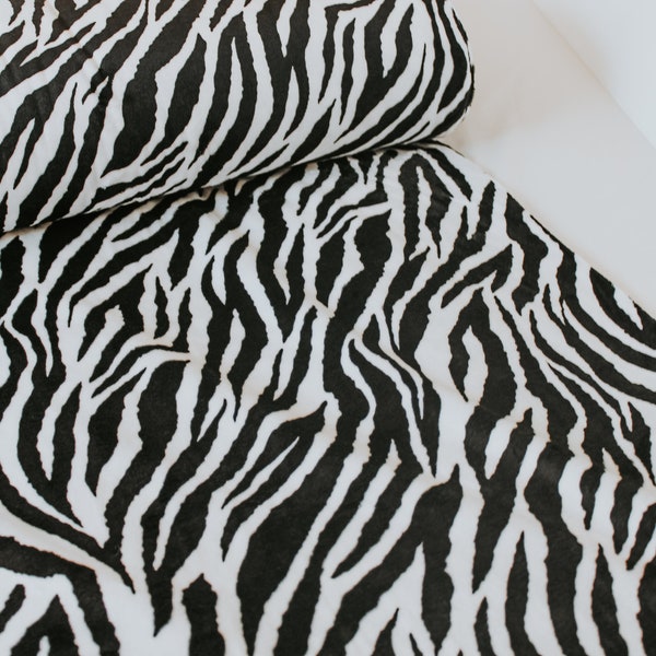 Zebra Black/Snow White Minky, Plush Fabric, Shannon Fabrics Zebra Print Zebra baby blanket black and white baby blanket plush blanket black