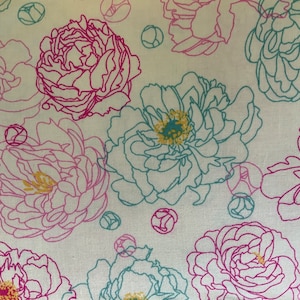 Primavera 90318-11 beige multi peony Umriss Figo Stoffe, florale Umrisse