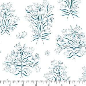 Bluebell Bliss Phoebe Fabrics PH0115 bluebell bliss floral fabric quilting cotton A Summer Tale light blue floral sky bluebells