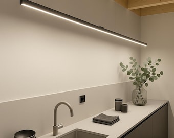 Custom-Made Linear LED Pendant Light – Kitchen Island Lamp, Modern Aluminum Design, 2700K/3000K/4000K Light