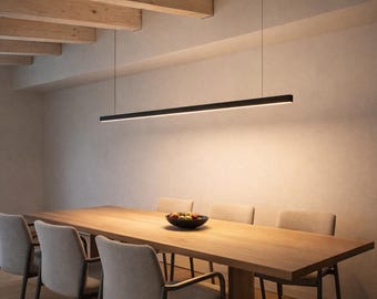 Custom made linear LED pendant lamp / Dining table / Living room table / Modern / Minimalist / 2700K 3000K 4000K light