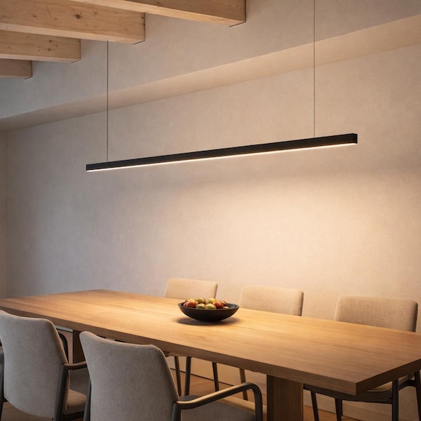 Lámpara colgante LED lineal hecha a medida / Mesa de comedor / Mesa de sala de estar / Moderna / Minimalista / Luz 2700K 3000K 4000K