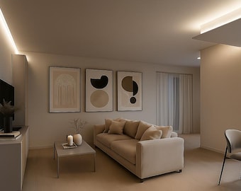 Custom LED Strip Lighting Design – Kitchen, Living Room & Home – Professional LED Layout Service