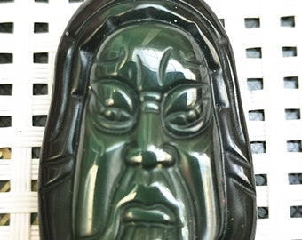 Natural ice kind of rainbow eye obsidian Guan Yu head pendant amulet