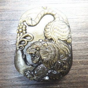 Naturale oro ossidiana pietra ciondolo tigre amuleto