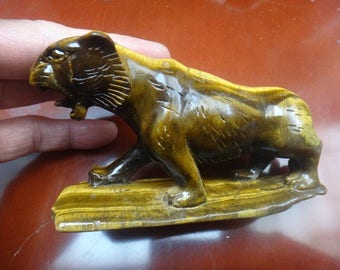 Unique perfect natural Tiger eye stone tiger Charms Carving / Sculpture