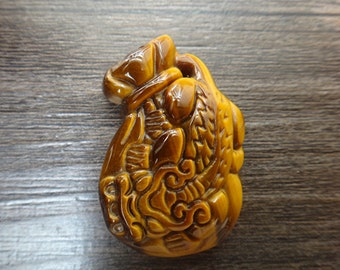 Natural tiger eye stone pendant amulet pi yao purse
