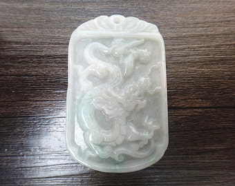 Natural green jade pendant hand-carved dragon mascot talisman