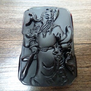 Natural obsidian Guan Yu turtle amulet