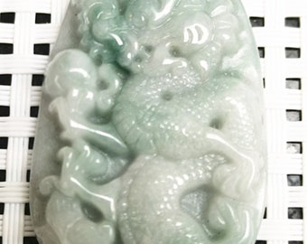 Natural green jade pendant hand-carved dragon mascot talisman IMG_2026
