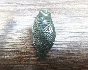 Natural green jade pendant hand-carved amulet fish