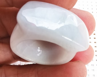20.38mm Natural white jade engraving ring (US ring sizes: 10 5/8)