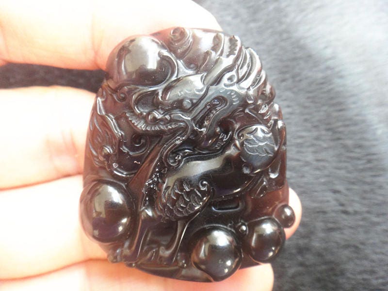 Natural Ice Kind of Rainbow Obsidian Eye Pendant Amulet Unicorn