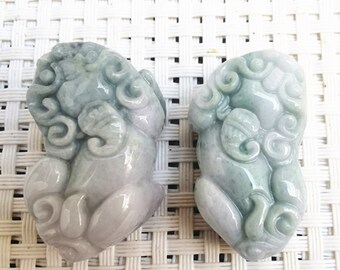 Fortune Double Pixiu Dragons Yuanbao Coins Bell Amulet Black Green Jade Pendant 